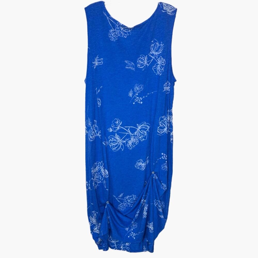 Chalet et ceci Summer Dress Bamboo Blend Coastal Grandma Sleeveless - BLUE WHITE